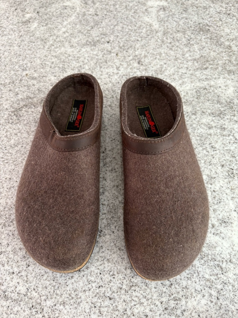 Haflinger wool men’s Grizzly clog slip on shoes Germany brown size 43, men’s 10